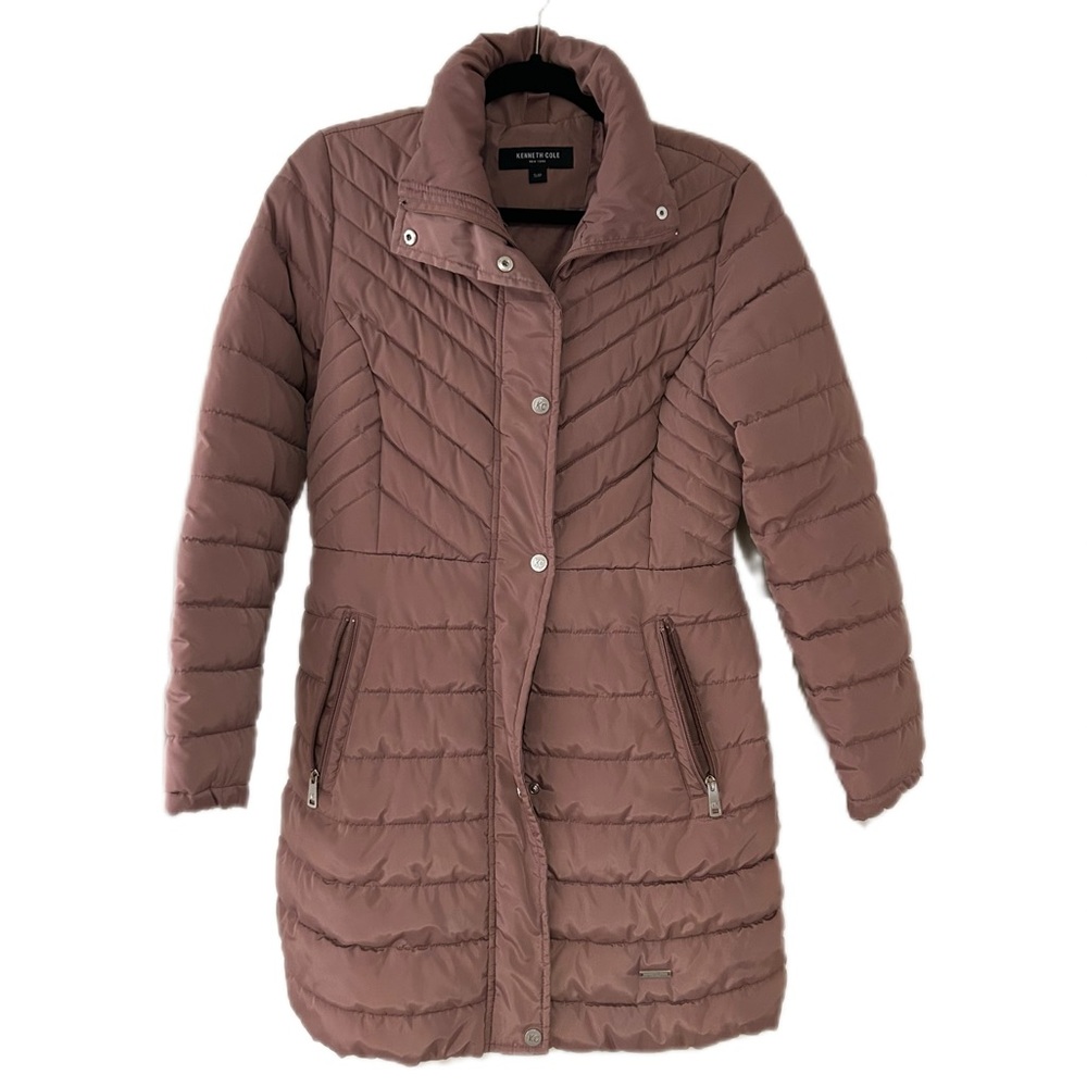 Kenneth Cole, New York puffer jacket with faux fur trim on hood